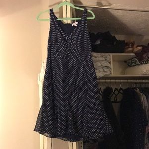 Blue polka dot fit and flair mini dress size XL